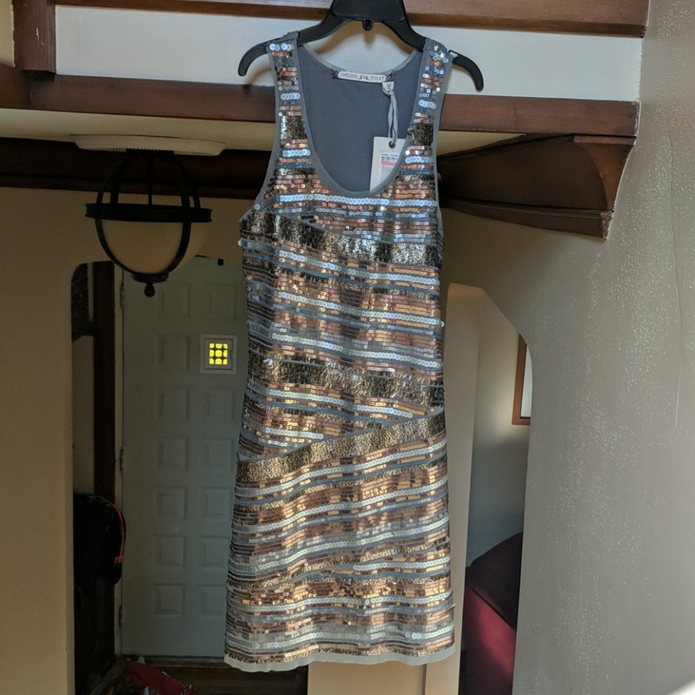 Chelsea & Violet Sequin Racerback Slip Dress NWT M